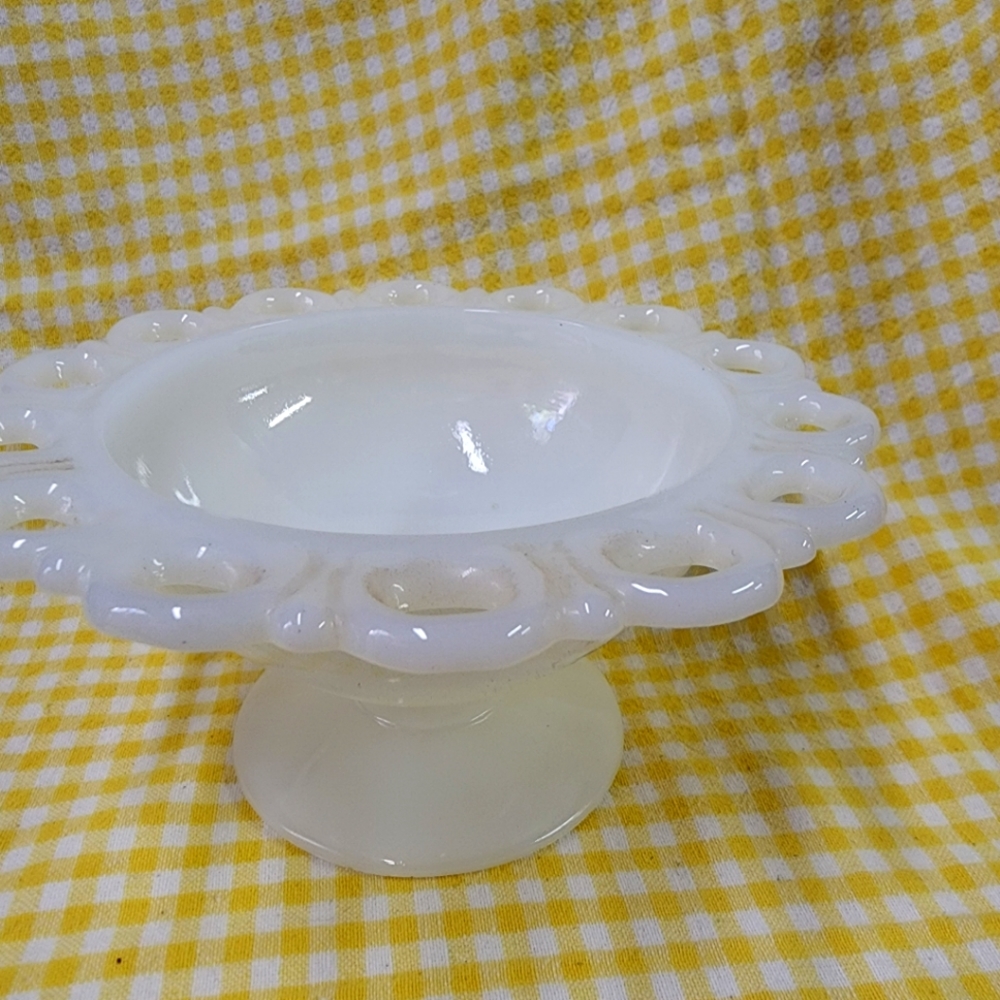 Footed milkglass dish lg.